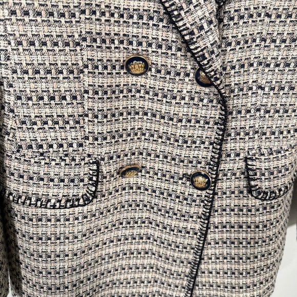 NEW Zara Boucle Tweed Double Breasted Blazer Jacket - Picture 4 of 10